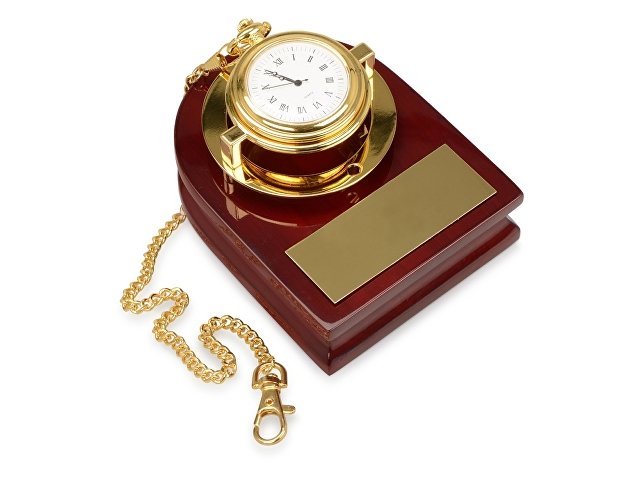 Часы «Магистр» на деревянной подставке с цепочкой для ношения в кармане, золотистый/красное дерево